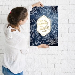 Americanflat - Fearfully Wonderfully Blue Floral Geo Shape by Wall + Wonder - 16"x20" Poster Art Print
