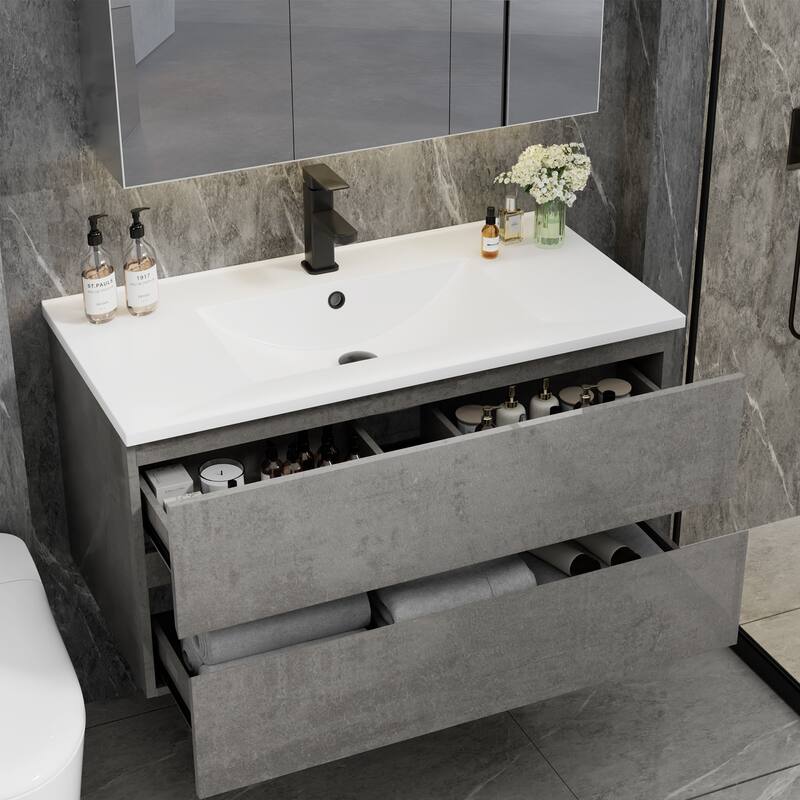 Wall Mounted Bathroom Vanity Sink Combo Cabinet Vanity Set