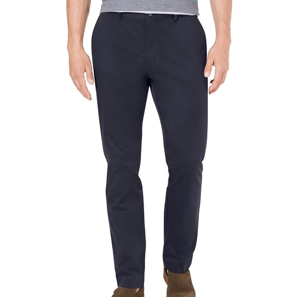 Tasso Elba Mens Chino Pant Navy Blue Size 38X32 Flat-Front Stretch Twill. Opens flyout.