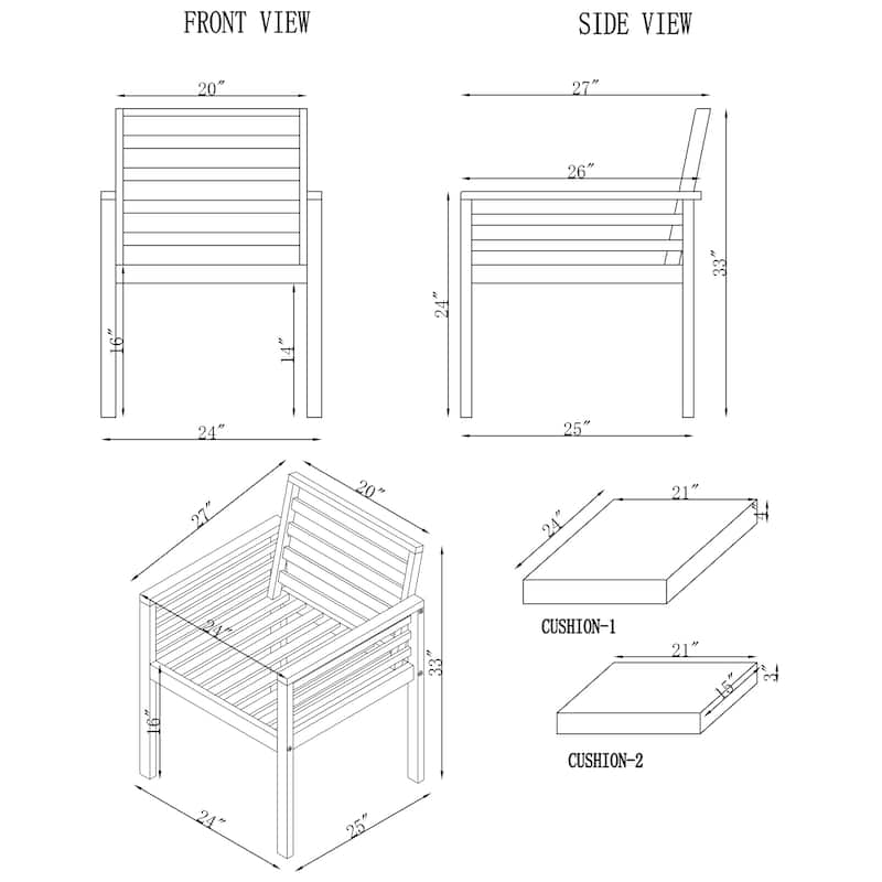 Okemo Acacia Outdoor Dining Chair with Seat and Seatback Cushion