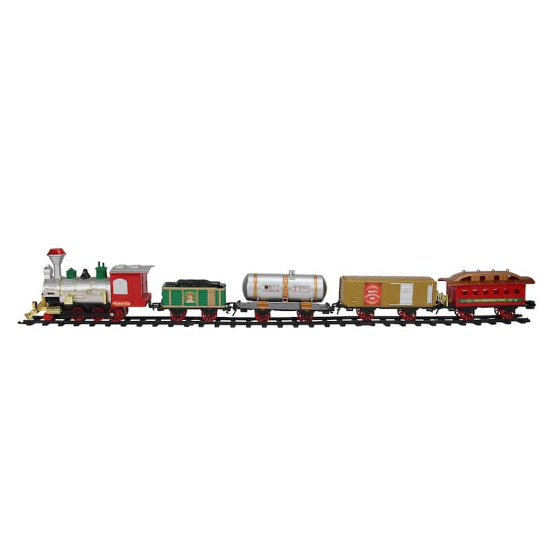 17-Piece Battery Operated Lighted and Animated Christmas Express Train Set with Sound - 9.25"