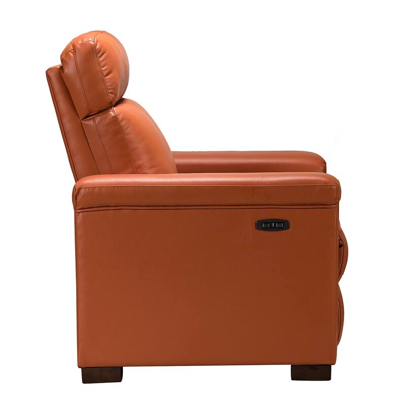 Alicia 34.65" Wide Contemporary Classic Genuine Leather Power Recliner With USB Port