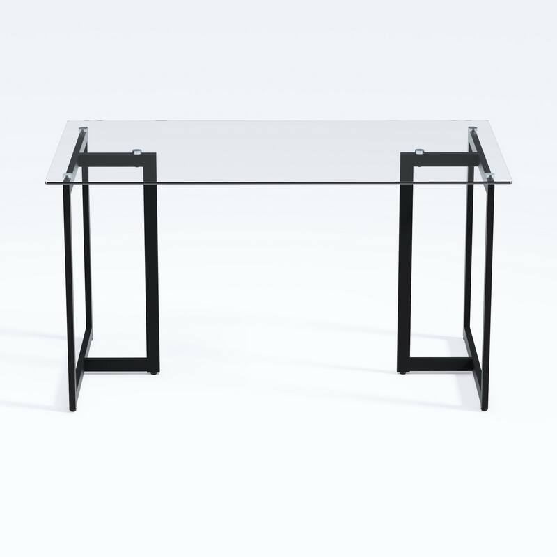 Homylin SLIP 55.1''L Modern Rectangular Space-Saving Dining Table with Metal Frame Blake Leg For Kitchen Office