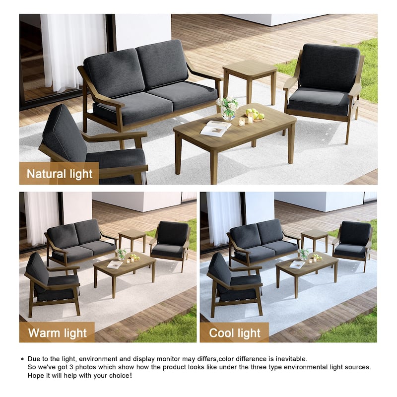 Outdoor Conversation Set Patio Cushioned Chair, Loveseat with Tables