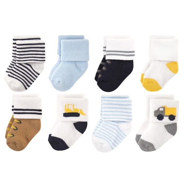 slide 1 of 1, Luvable Friends Baby Boy Newborn and Baby Terry Socks, Bulldozer 6-12 Months - Bulldozer