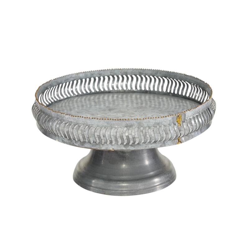 Metal Galvanized Cake Stand - Set of 2 Gray - Roche River Decor