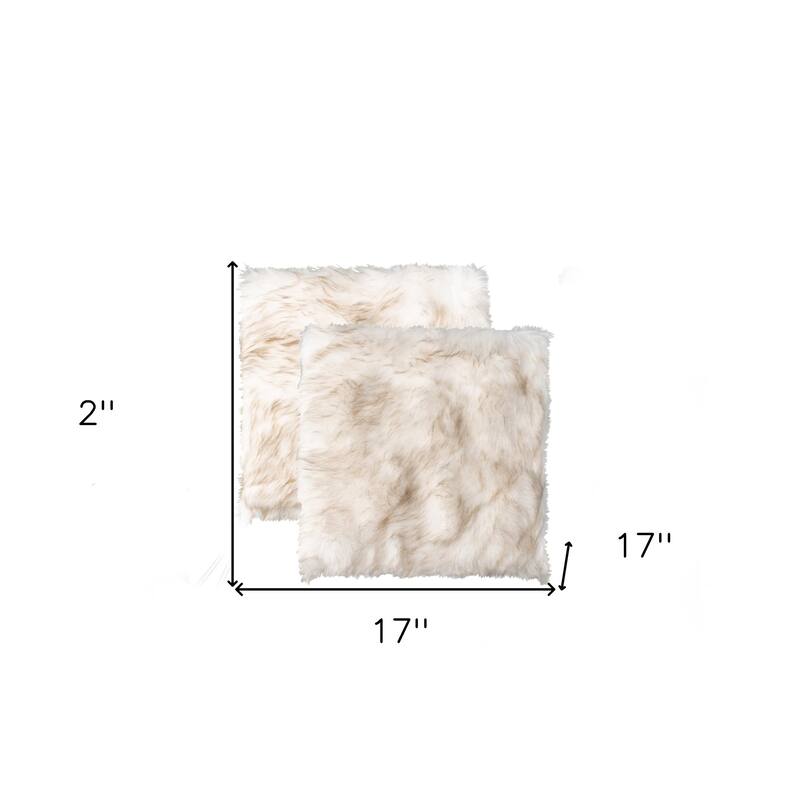 HomeRoots Set Of Two 17" X 17" Gradient Tan Faux Fur Dining Chair Pad - 17