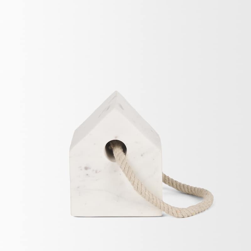 Raena White Marble House Door Stopper - 4.0L x 4.0W x 4.8H