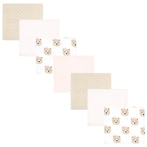 slide 1 of 1, Hudson Baby Infant Girl Cotton Poly Flannel Receiving Blankets Bundle, Pink Taupe Bear, One Size - Pink Taupe Bear - One Size One Size - Pink Taupe Bear