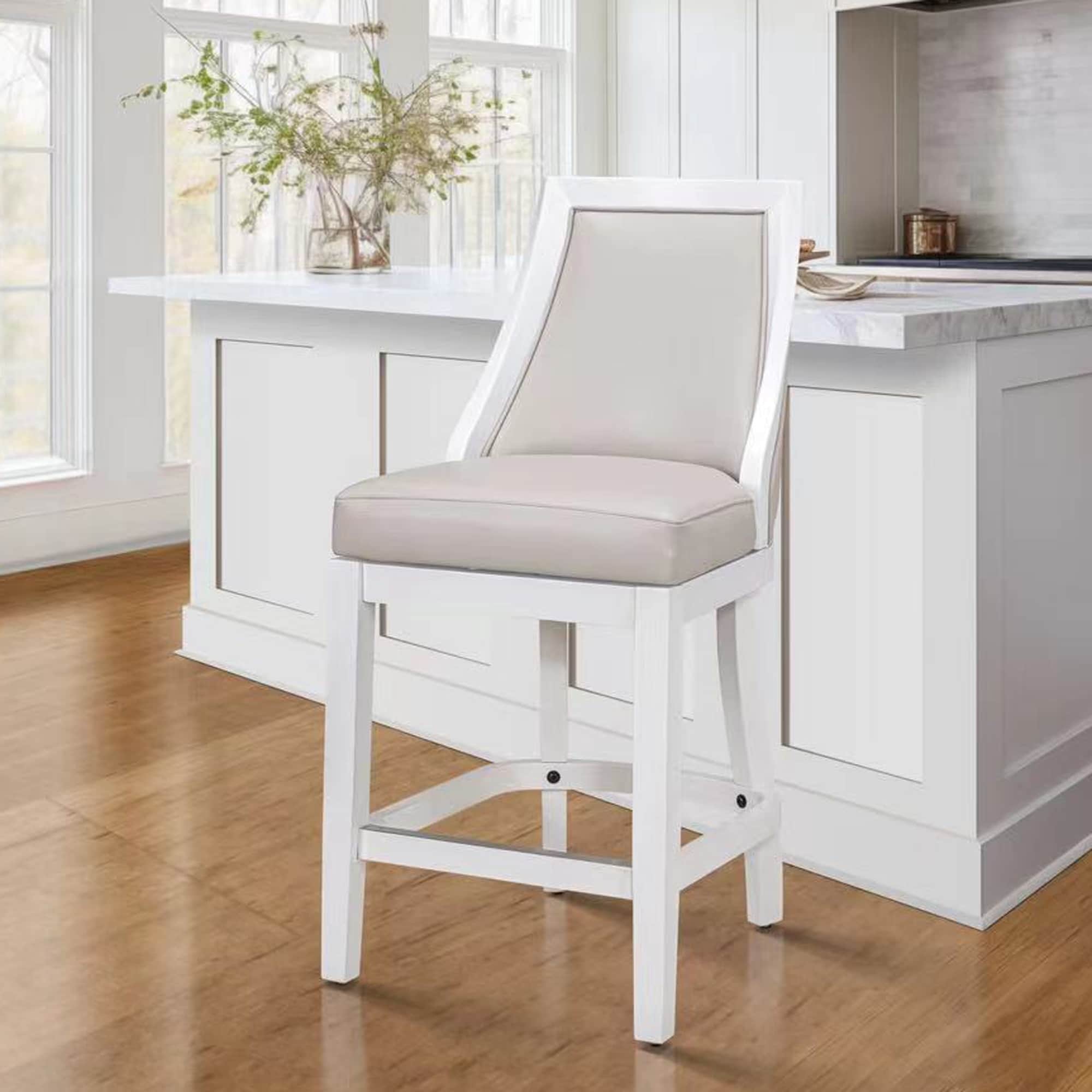 Ellis Bar Stool with Solid Wood Frame and Upholstered Seat and Back