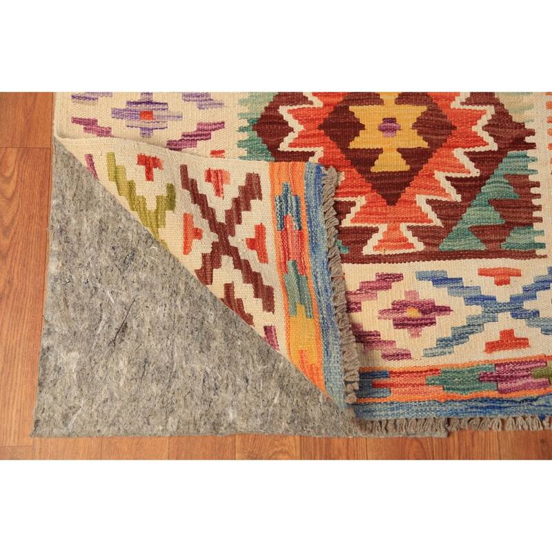 All-Over Geometric Kilim Area Rug Flatweave Wool Carpet - 8'0"x 11'7"