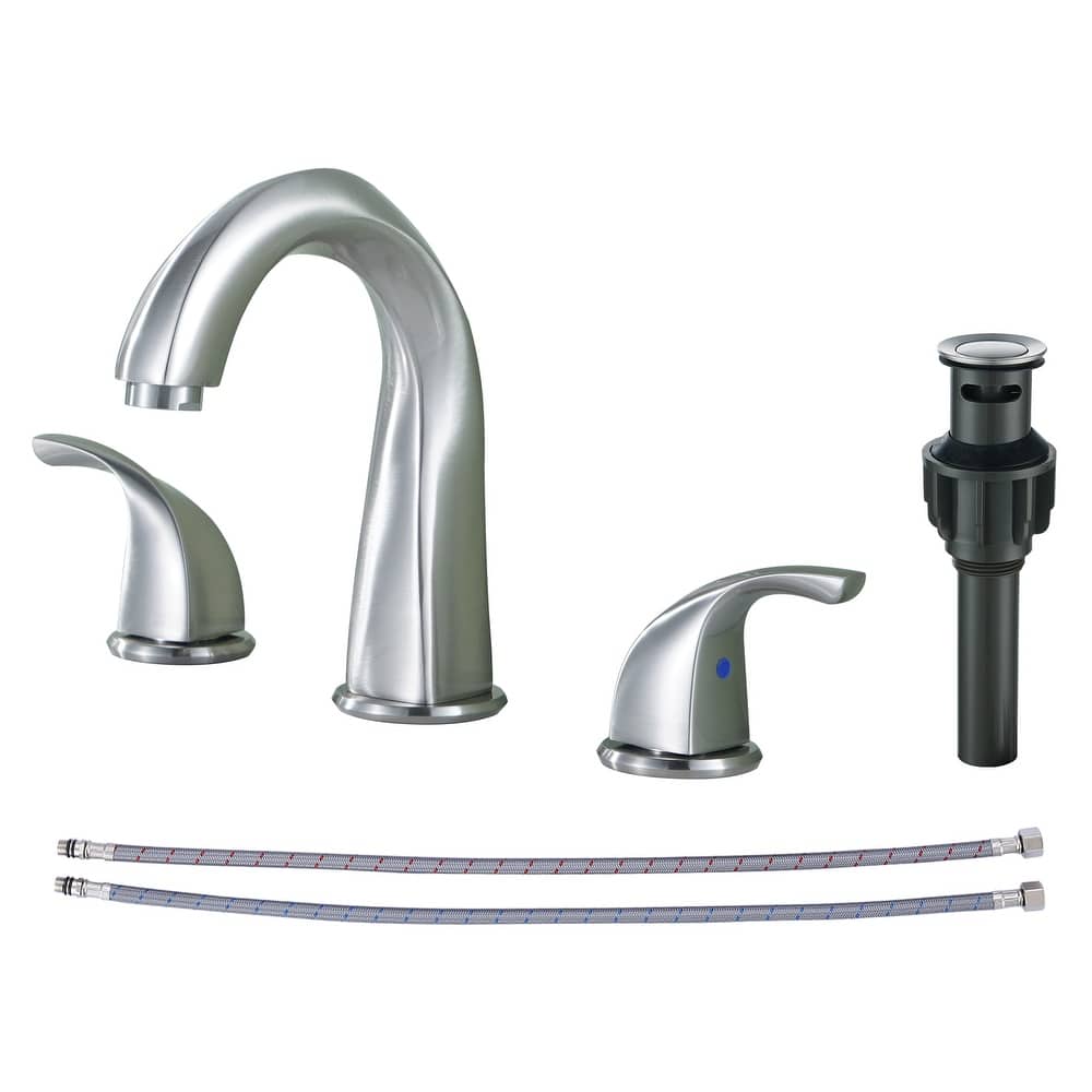 WOWOW Gooseneck 8 in. Widespread Double Handle Bathroom Faucet