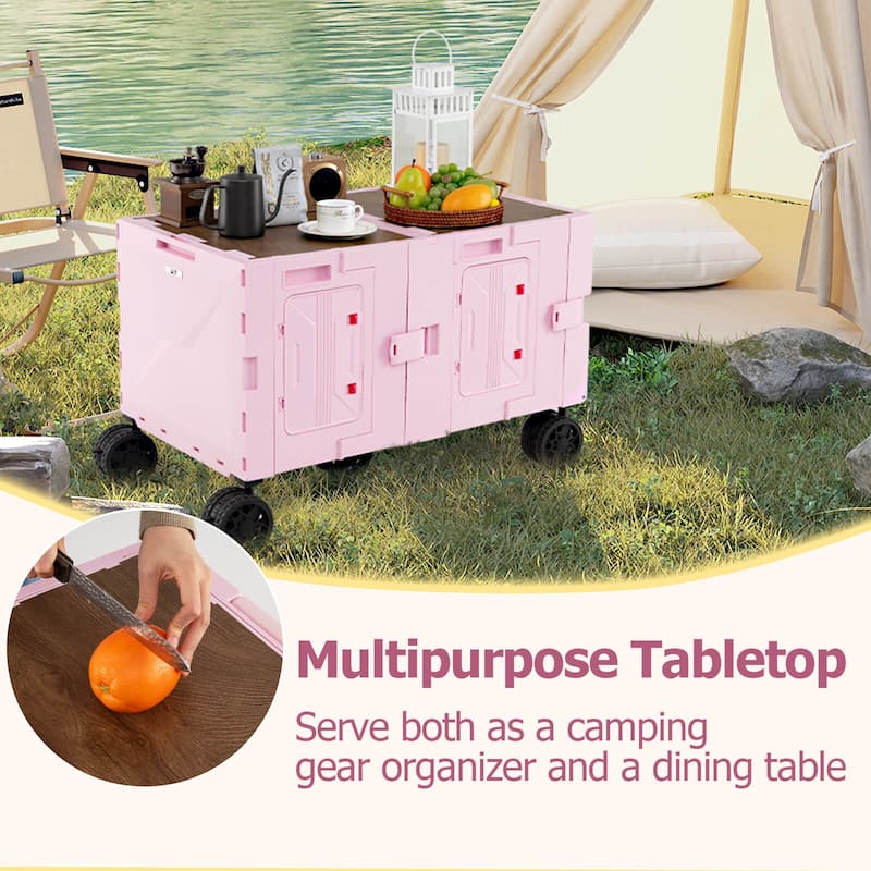 Costway Large Foldable Utility Cart with 2-Tier Storage Crates 5 - See Details