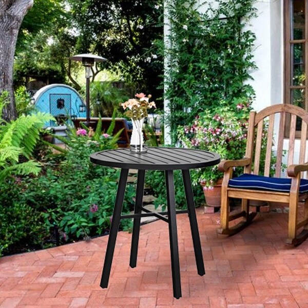 MFSTUDIO Outdoor Bistro Table Round Metal Patio Dining ...