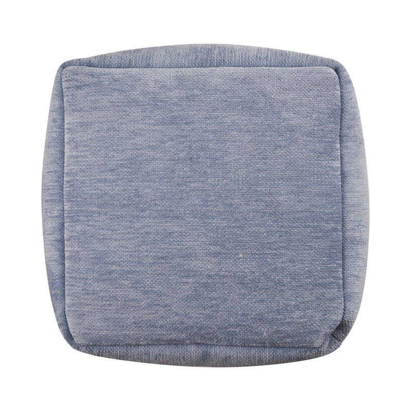 HomeRoots 18" Blue Chenille Cube Pouf Ottoman
