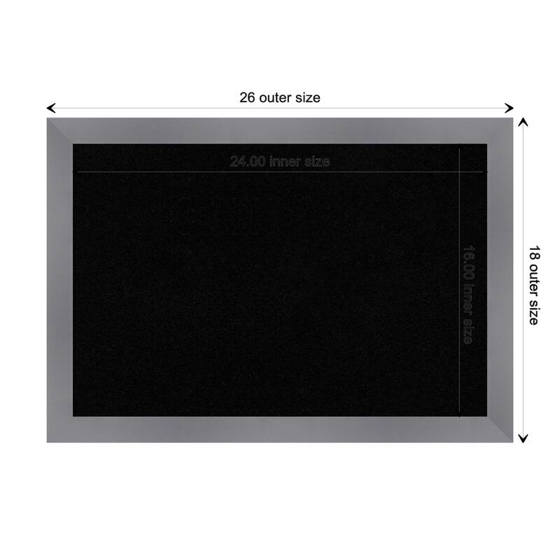 Edwin Grey Wood Framed Black Corkboard Bulletin Board - Board Size 24x16