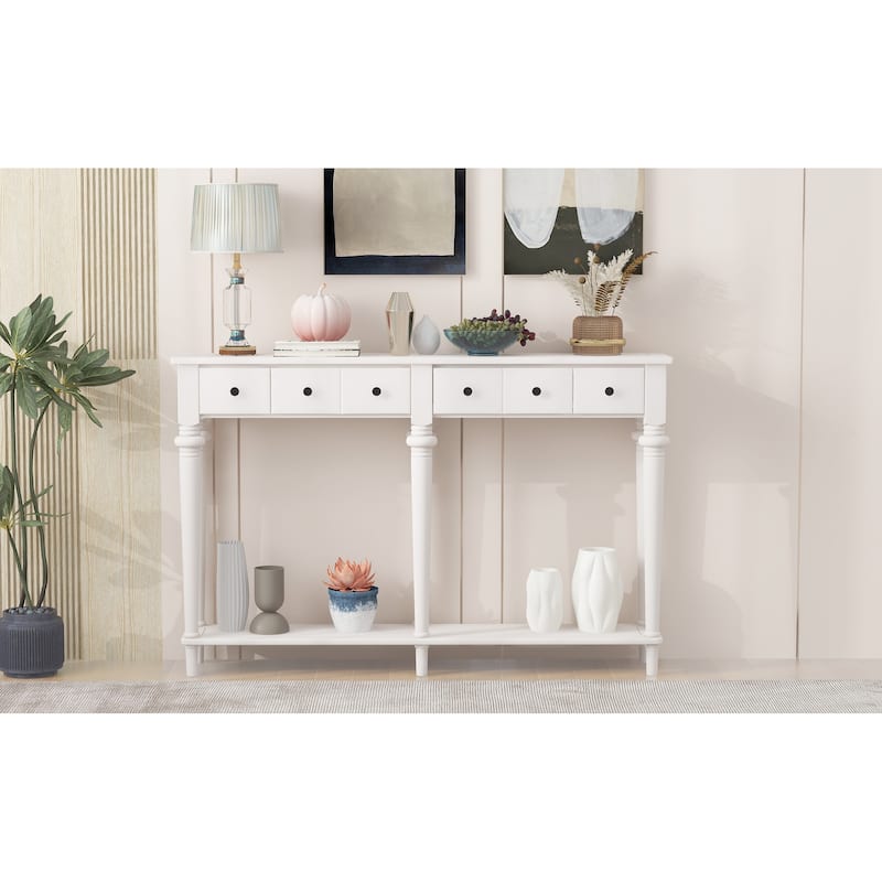 Retro Console Table with Open Shelf