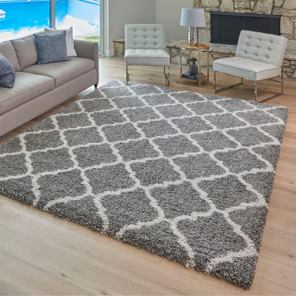 Gertmenian Ultimate Shag Tile Grey Plush Shag Area Rug