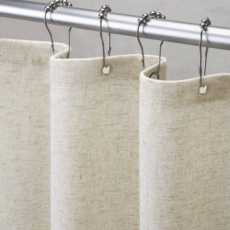 Linen Shower Curtain Boho Farmhouse Shower Curtains for Bathroom