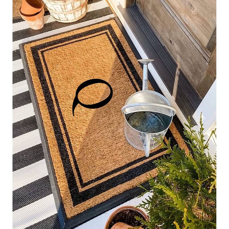 A1HC Picture Frame Natural Rubber & Coir Large Monogrammed Doormat 24"x48"