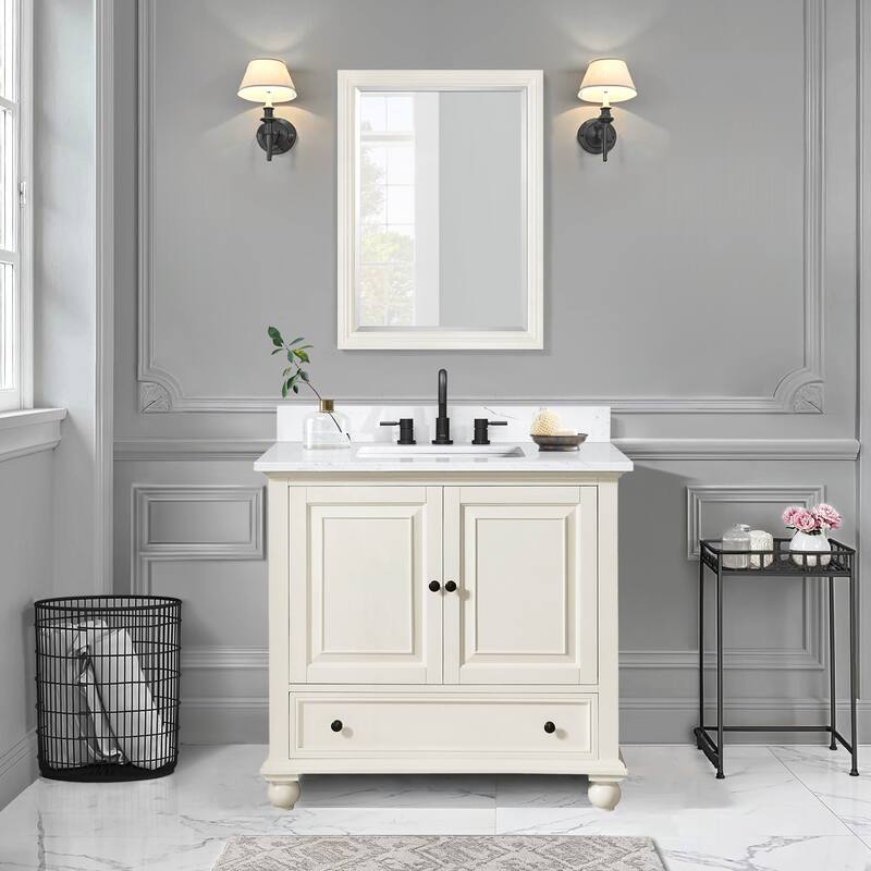 Thompson 36 in. Single Sink Bathroom Vanity with Engineered Stone Top - 37"W x 22"D x 35"H
