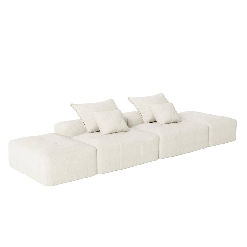 Modern Oversized Modular Chenille Sectional Sofa with 2 Ottomans and 2 Seat, 4 Pillows for Living Room