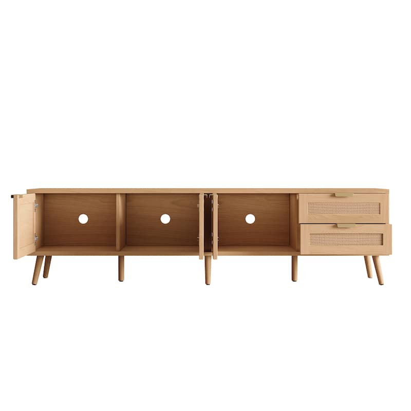 Natural Wood TV Console Cabinet Entertainment Center for Living Room, Simple Sideboard Media Console Cabinet