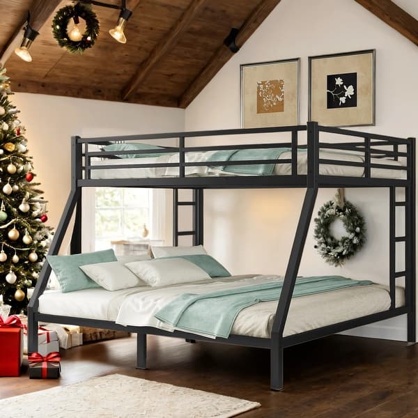 slide 2 of 11, Metal Queen over King Bunk Bed Space-Saving for Teens and Adults