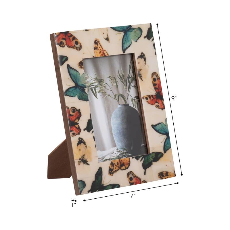 Wood Resin Butterflies Photo Frame Decor - Ivory