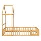 preview thumbnail 4 of 15, Natural Twin Size Wooden Floor Bed with Fence Railings and Detachable Headboard, Kids Dress Up Rack, Playhouse Frame