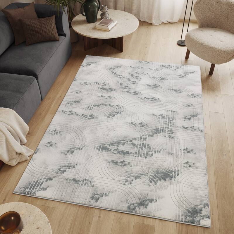 Gray 5 ft. 3 in. x 7 ft. 3 in. Luxury Area Rug, 0.43 Pile Height – Sophisticated Warmth for Any Room - 6' x 7'