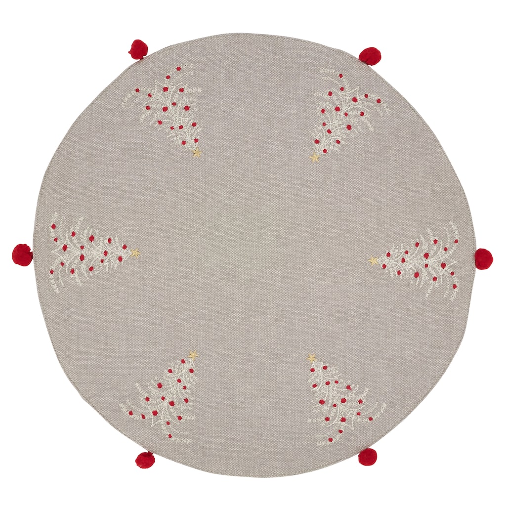 Embroidered Placemats With Christmas Trees Design (Set of 4)