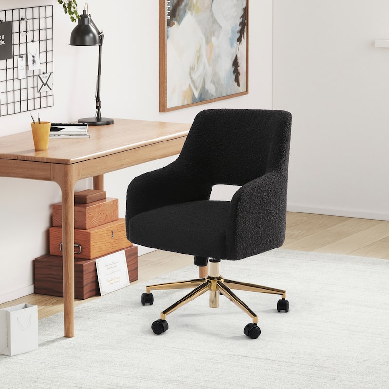 Boucle Upholstered Office/ Desk Chair - Swivel/ Adjustable Height (Set of 2)