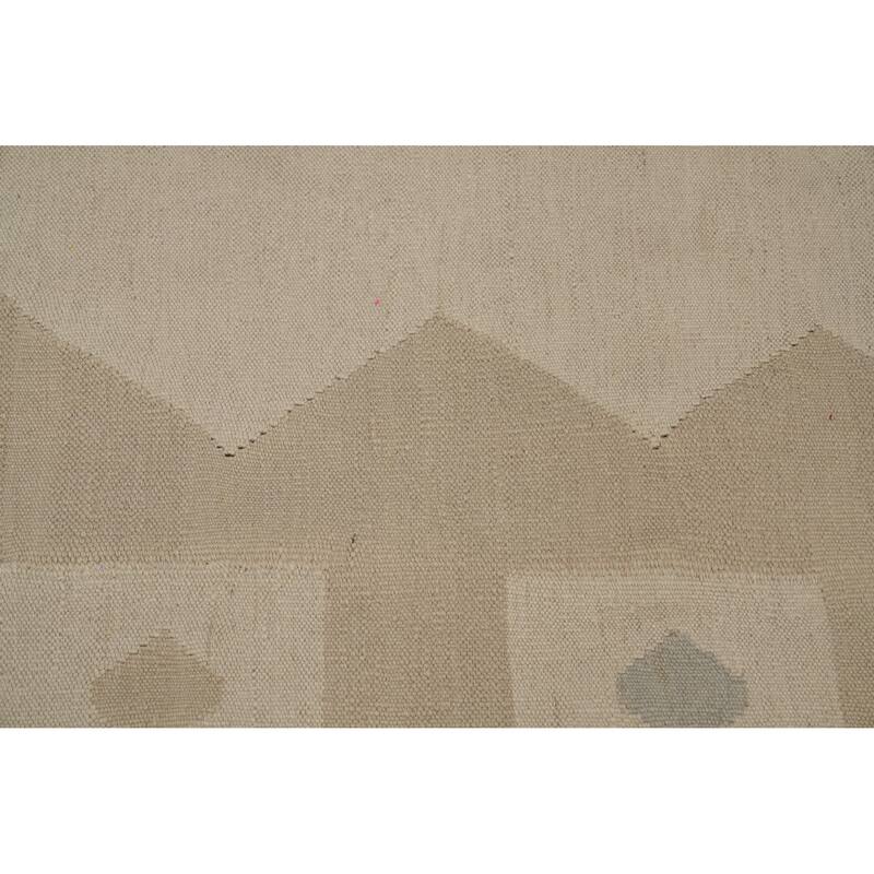 Hand Woven Oriental 100% Wool Carpet Southwestern Tribal Beige & Ivories Kilim Area Rug - 11' 8'' X 8' 11''