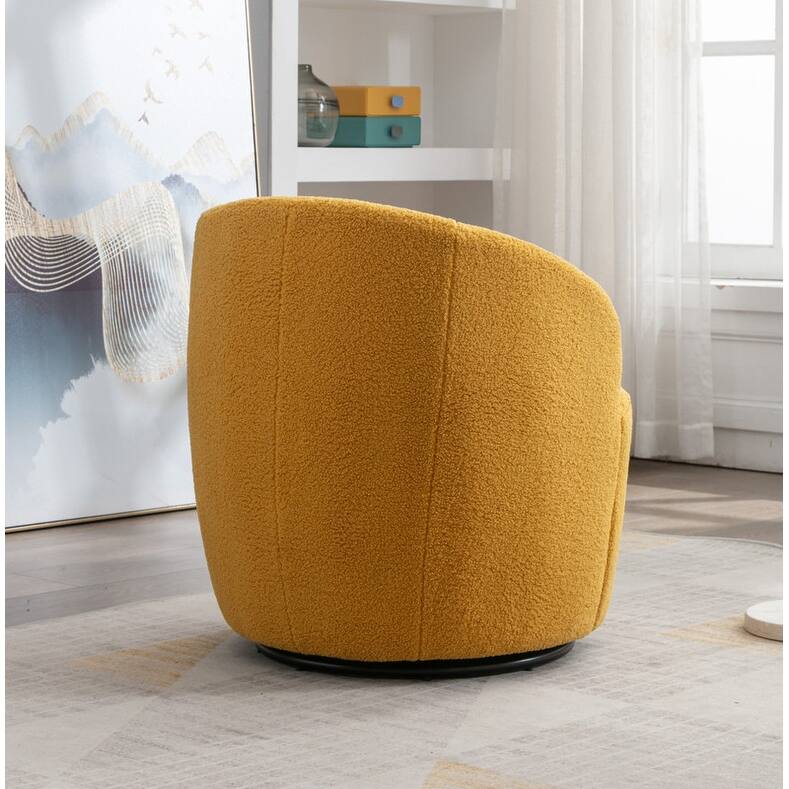 Swivel Barrel Chair,Teddy Fabric Upholstered Modern Round Accent Arm Chairs