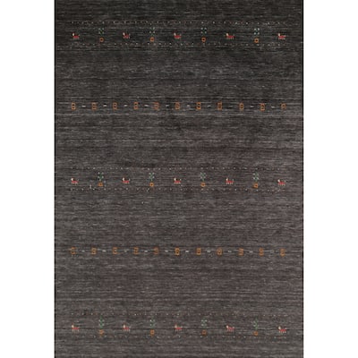 Animals Tribal Gabbeh Indian Area Rug Hand-Knotted Wool Carpet - 5'7"x 7'8"