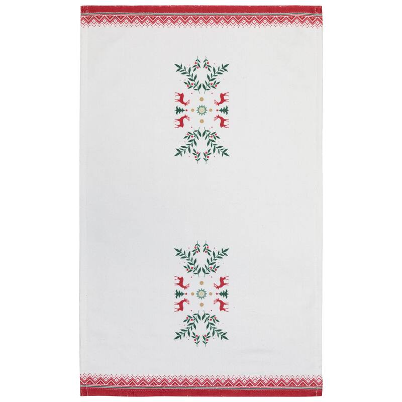 Reindeer and Snowflakes Christmas Kitchen Tea Towels- 26" - Set of 2