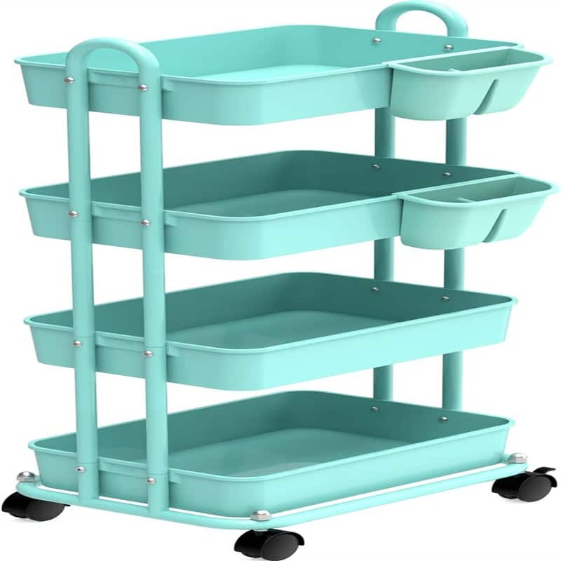 Heavy Duty 4-Tier Utility Rolling Cart - 12.25"D x 17"W x 37"H