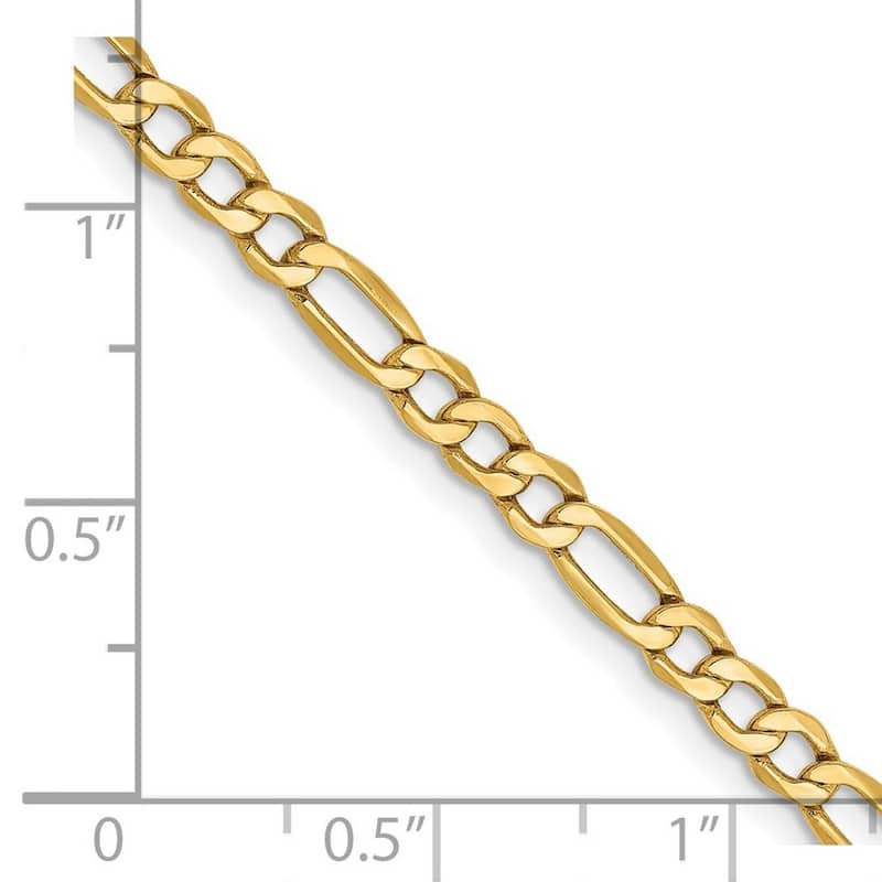 Curata 14k Yellow Gold 3.5mm Figaro Chain Necklace for Men (Lobster)