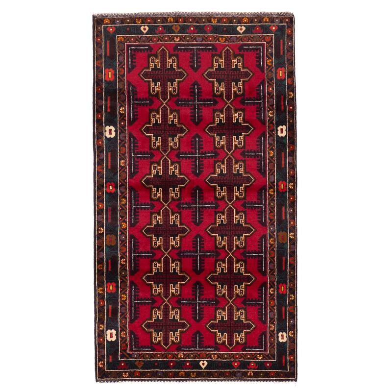 ECARPETGALLERY Hand-knotted Teimani Red Wool Rug - 3'7 x 6'7
