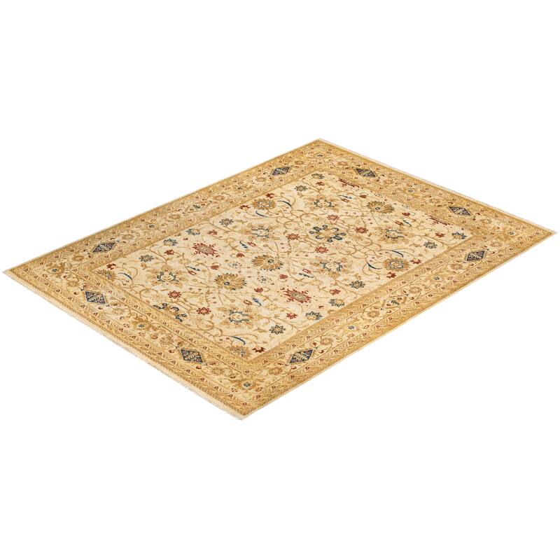 Overton Eclectic, One-of-a-Kind Hand-Knotted Area Rug - Ivory, 8' 10" x 11' 8" - 8' 10" x 11' 8"