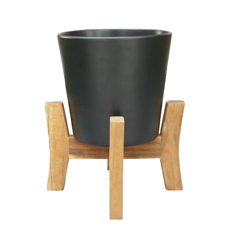 Southern Patio Contemporary Planter with Stand - 9.1-inch - Black