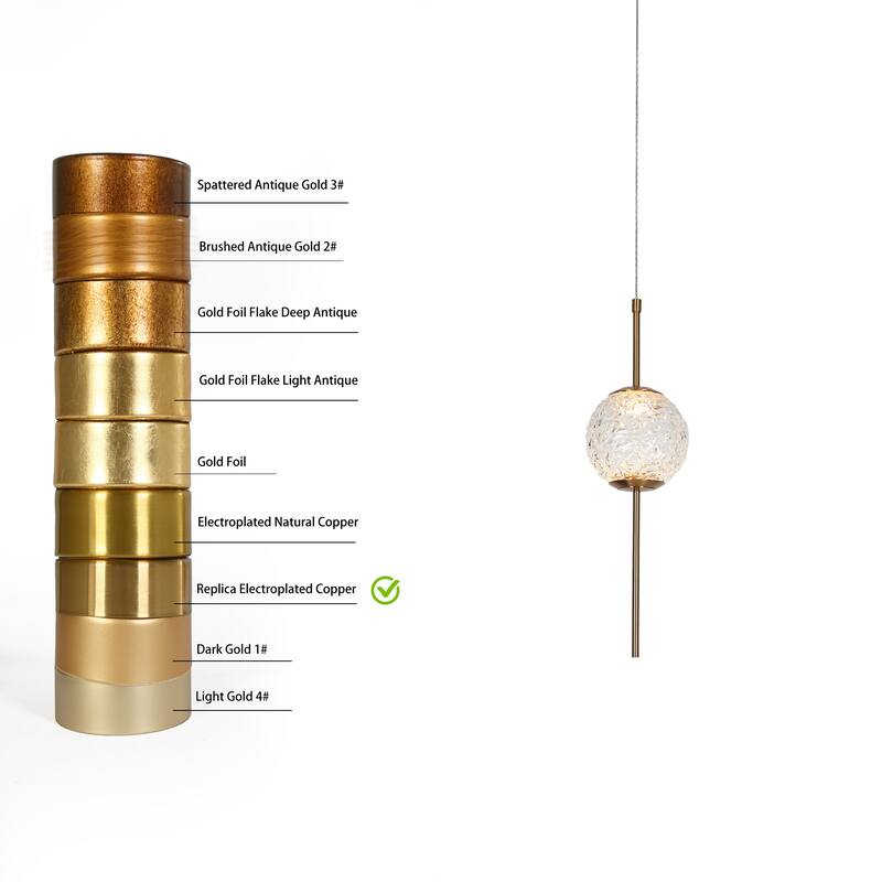 Modern Glam LED 1-Light Gold Pendant Light for Kitchen Island Dining Room - D4.5" x H75.5" Max