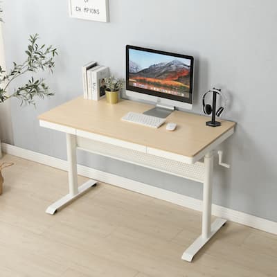 Height Adjustable Standing Desk with Generous Workspace and Storage, Metal Drawer, and Level Adjustment System