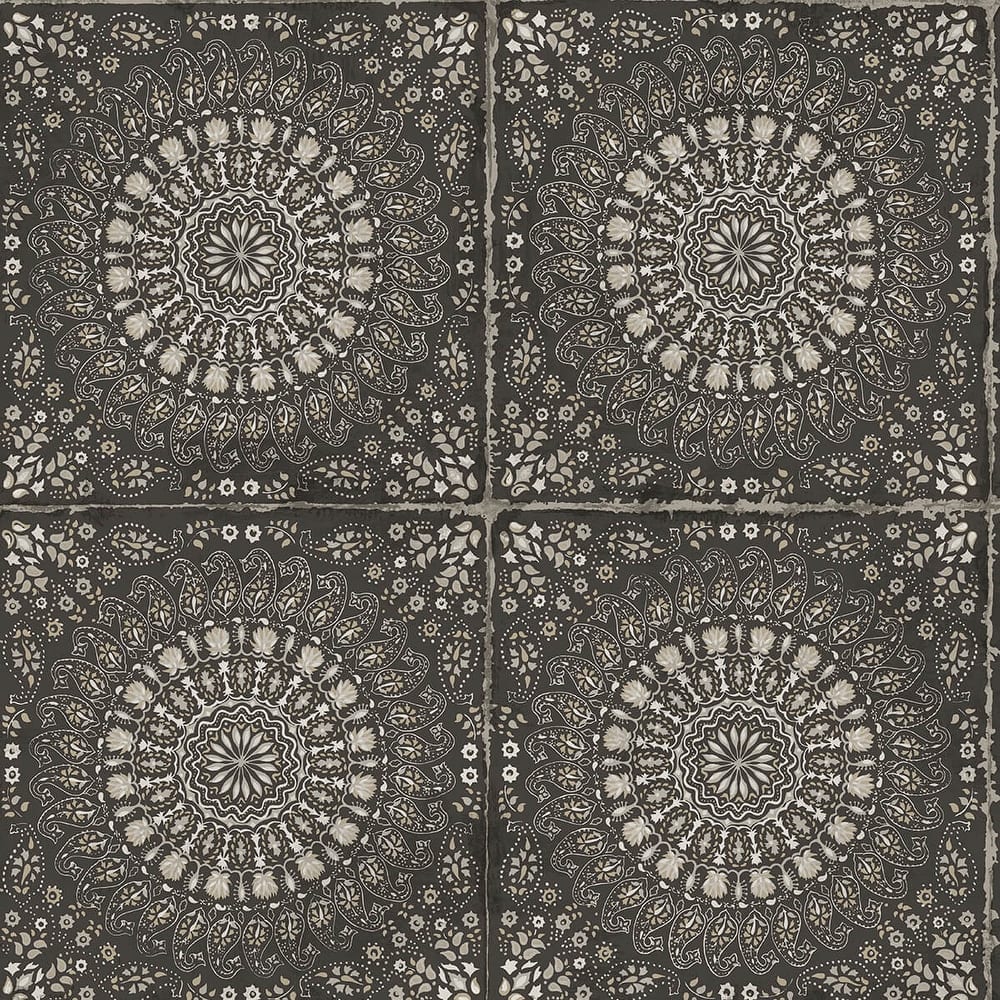 Seabrook Designs Boho Rhapsody Mandala Boho Tile Unpasted Wallpaper