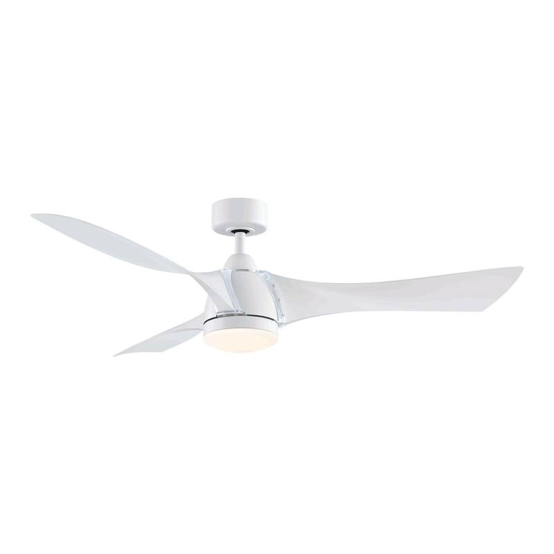 Fanimation Klear 56 inch Indoor/Outdoor Smart Ceiling Fan with LED CCT Select Light Kit and Remote - Matte White