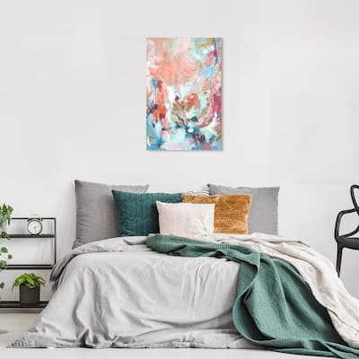 Wynwood Studio Abstract Paradise View Pink and Light Pink Glam Wall Art Canvas Print