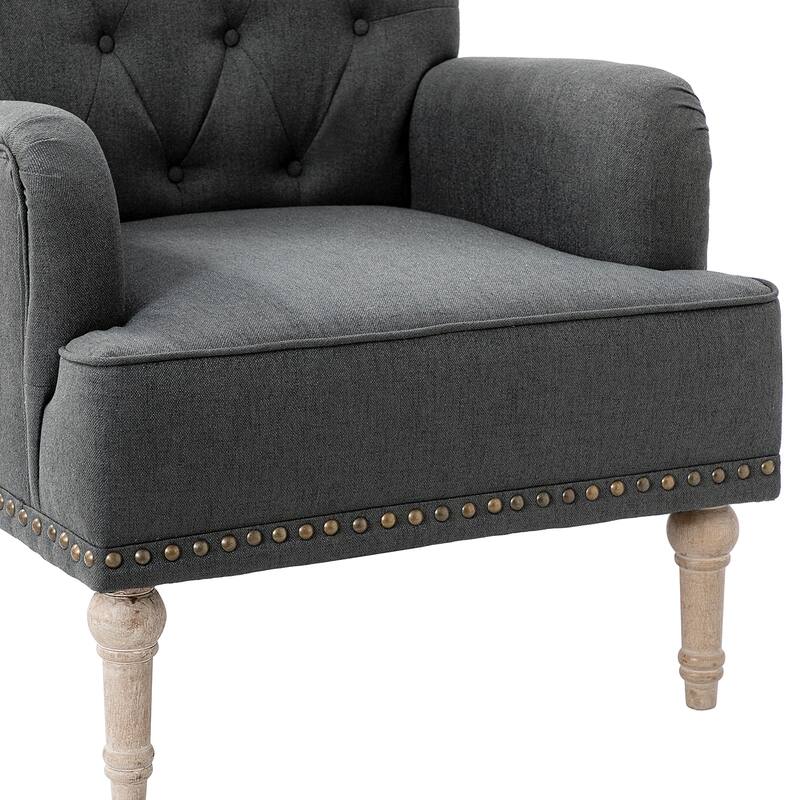 Geltrude Traditional Upholstered Accent Chair with Button Tufted Back Set of 2 by HULALA HOME