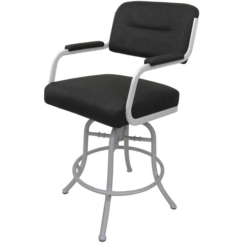 Swivel Tilt Counter 26" or 30" Bar Stool on Metal Frame - M-110 - Counter Height - Grey Vinyl - White