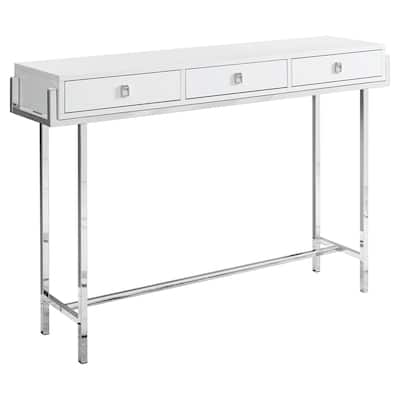 Modern 48-Inch Console Table with Rectangular Top and Metal Frame 3 Drawers for Living Room Decor - 48”L x 12”W x 31.75”H